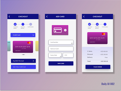 Credit Card Checkout Screens uidesign uiux