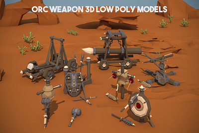 Orc Weapon 3D Low Poly Pack 3d 3d art low poly low poly lowpoly lowpolyart orc weapon weapons