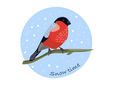 Snow time 2d adobe illustrator bullfinch illustration snow vector