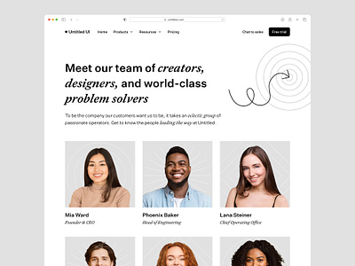 Meet our team — Untitled UI about us about us page career page careers company page header job listings landing page leadership meet our team minimal minimalism team web design webflow
