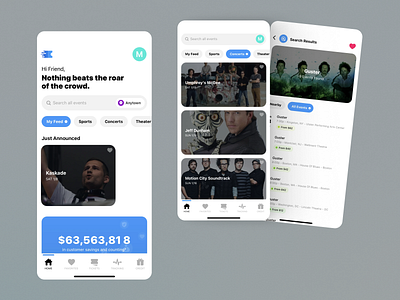 Event Ticketing Mobile App concert tickets concerts ecommerce event ticketing app events interface design live music modern ui simple design soundtracks sports theaters ticket online ticketing app tickets ui design user friendly user experience uxui visually engaging