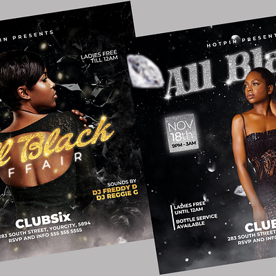 All Black Party Flyer Bundle Template club flyer dj flyer event flyer flyer flyer design graphic design graphics instagram nightclub social media template