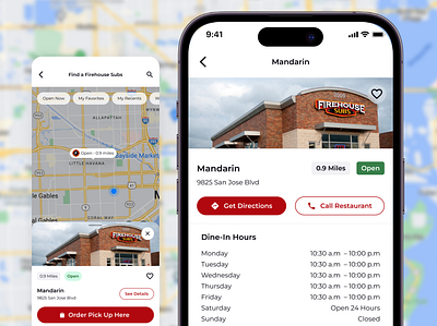 Restaurant Finder Feature (Map View) - Firehouse Subs