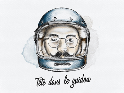 Tête dans le guidon - illustration art christophe dumas color design illustration logo typography