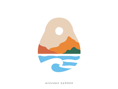 Avocado Summer avocado beach branding fruit illustration logo mountain summer sun sunset vacation wave