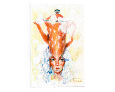 Teapot girl portrait illustration character design character illustration characterdesign colored pencils coloredpencil drawing fantasy fantasy art fantasy illustration fantasyart girl character girl illustration girl portrait illustration illustration art portrait art portrait illustration sketch traditional art traditional illustration