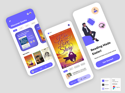 E-Book UI app design application best shot clean colorful concept dribbble dribbble best shot ebook listen minimal read trending trendy ui ui ux ux