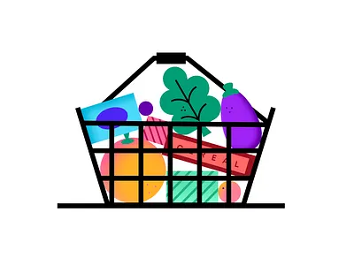 Fruit Basket basket colour figma flat fruit geometric line