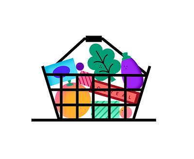 Fruit Basket basket colour figma flat fruit geometric line