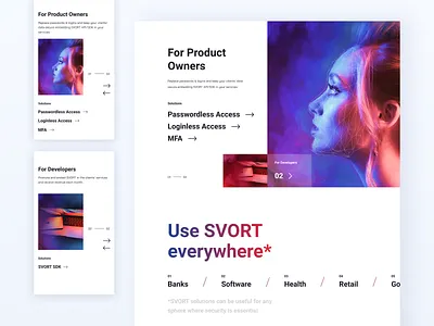 Face Biometrics – website biometrics design neon product promo slider ui website