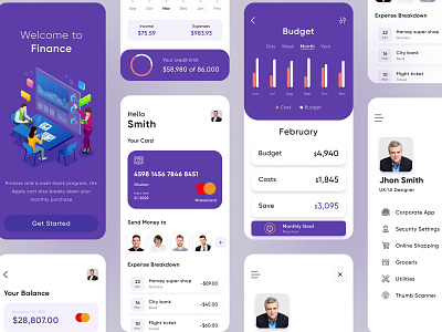 Finance Banking App app design bank app banking branding budget cards colorful finance finance app minimal mobile app mobile application profile typography ui design ui kit ux design website