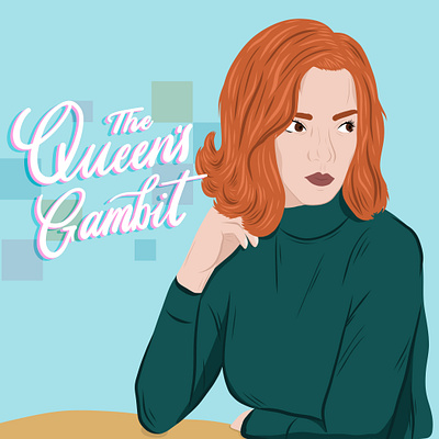 The Queens Gambit illustration hand lettering illustration lettering portrait portrait illustration the queens gambit vector