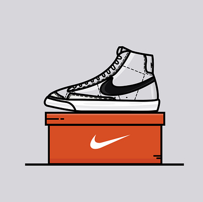 Nike Blazer Mid art art board colours design flat illustration illustrator art illustrator cc shading vector