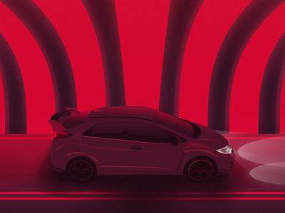 Honda Civic Type-R (FK2) art auto car civic dark flat gradient honda illustration