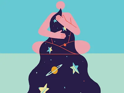 Breathe 2d adobe balance character cosmic covid design exhale illustration inhale life lungs meditate photoshop refresh remote space universe wfh work