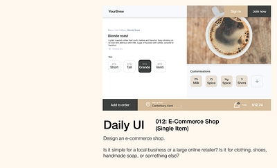 Daily UI - 012 E-Commerce shop (single item) daily 100 challenge daily ui 012 dailyui dailyuichallenge design figma ui uidesign ux uxdesign