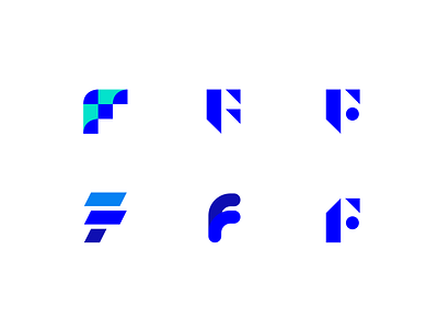 Variations for the letter F - logo exploration exercise alphabet blue brand design brand identity branding emblem exercise geometric geometry icon identity letter logo logo design mark minimal shapes variations versions