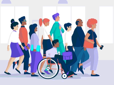 Walking cycle animation character colours gif illustration loop office vector walk walking cycle