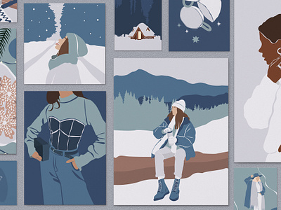 Cozy Winter Abstract Collection art cozy design flat flat design flat design flat illustration flat illustrations girl graphic graphic design illustration illustrator minimalist modern vector winter