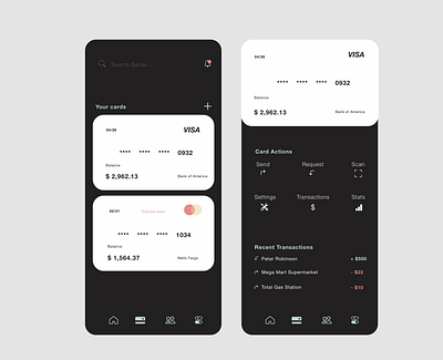 Mobile Wallet app dark dark app dark ui design flat minimal mobile mobile app design mobile design mobile ui ui ux