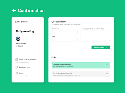Confirmation page concept 054 app confirmation dailyui dailyuichallenge design flat iran meeting meeting app minimal ui