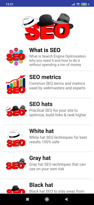 SEO Hats app android app app application search engine optimization seo seo services