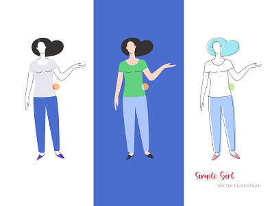 Simple Girl - Vector Illustration adobe illustrator character flat design flat illustration girl girl character illustration typography ui ux