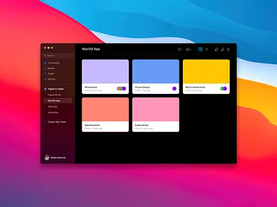 Figma for MacOS Big Sur app big sur concept dark mode dark theme figma ios iphone macos ui