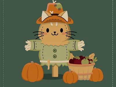 Kitty Crow autumn cat cute fall harvest illustration kitty pattern pattern design pumpkin scarecrow surface pattern surface pattern design thanksgiving thanksgiving day