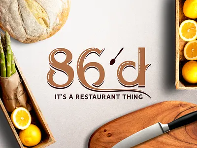 86'd: It's A Restaurant Thing branding custom fonts food logo logo design numbers restaurant spoon typography vector