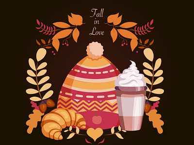 Fall in love adobeillustator autumn bakery flyer characterdesign coffee coffee cup design fall illustraion illustration art kids illustration photoshop postcard vector vector art vector illustration