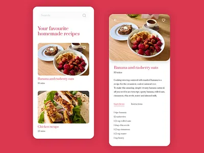 Recipe app cookbook dailyui dailyuichallenge design food recipe ui ux