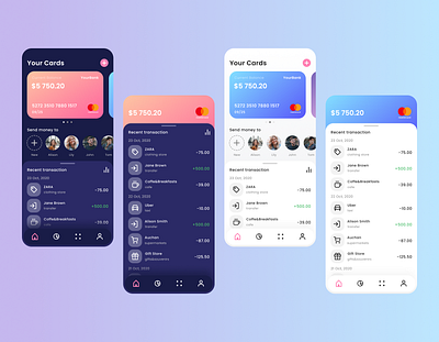 Mobile bank - App Design app appdesign banking bankingapp creative dark mode figma lightmode mobile app mobile ui uiux uiuxdesign