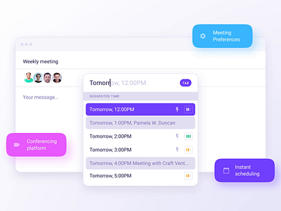 Instant meeting scheduling app app appointment chrome extension clean conference design extension interface meeting app meetings mobile schedule ui ux