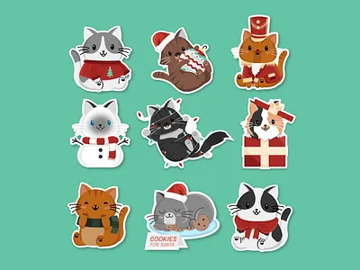 Festive Felines cat cats children christmas christmas card christmas party cute design holiday illustration kitten kitty pattern pattern design seasonal set surface pattern surface pattern design textile