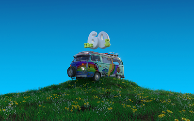 60s Line Design - Output Arcade 3d 3d animation 60s audio c4d hippie hippie van lighting modeling music octane product visualization software textures