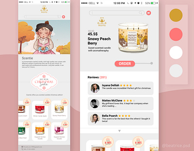 Scent Candle UI Design for Mobile dailyui figma figmadesign homepage illustrate illustration illustrations photoshop ui uidesign uiux web design