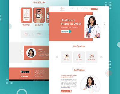 Medical Web Template Design branding header design illustration ui ui ux ui design ux website