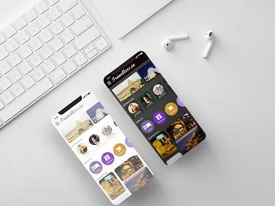 Traveling Guide App UX Design app branding design flat minimal type ui ux