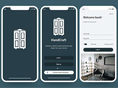Furniture E - Commerce - Mobile App design ecommerce furniture app login screen minimal mobile app mobile app design mobile ui onboarding uidesign user experience design user interface design uxdesign