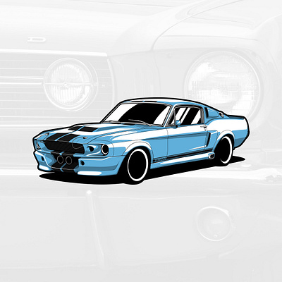 Ford Mustang Shelby GT500 Eleonor art auto automobile car design drawing graphicdesign illustration logo vector