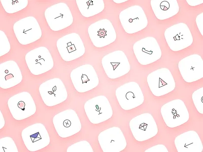 Icon set for Carolshop.co branding icon icon design icon set iconography icons identity line line icons minimal pink