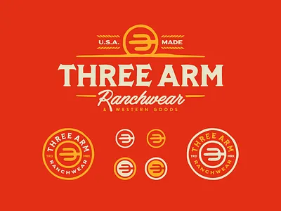 Three Arm Ranchwear badge cactus desert logo ranch rustic texas typography west western