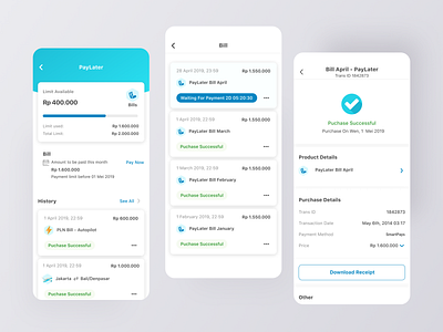 Paylater app design finance app minimal ui