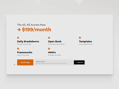 All Access Pass Pricing Interaction enroll enrollment figma interaction interaction design pricing pricing page uiux uiuxdesign uxdesign web web design website design