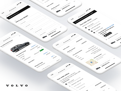 Volvo Cars Checkout app blue buy checkout clean design ecommerce flat interface ios minimal mobile mobile ui order product design tracking ui ux web website