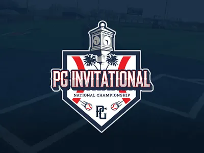PG Invitational Branding Design baseball bat blue design event game home plate logo red sports tournament
