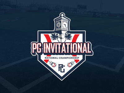 PG Invitational Branding Design baseball bat blue design event game home plate logo red sports tournament