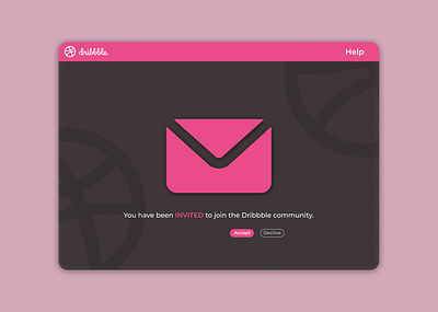 Daily UI 078 clean daily ui daily ui 078 daily ui 78 dailyuichallenge darkmode dribbble dribbble invite dribbble redesign dribbble ui figma figmadesign invitation invite pending pending invitation pending invite pink ui ux