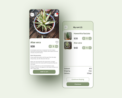 Flower Shop aloe aloe vera app app design application design e commerce e commerce app flower flower shop plants shop shopping app shopping cart succulent ui ui ux ui design uidesign uiux